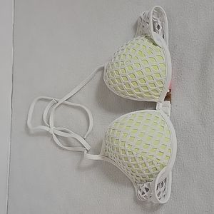 Victoria's Secret The Fabulous White Mesh Green Padded Bikini Top, 34A